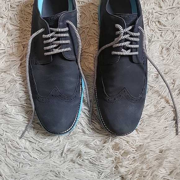 Mens Cole Haan Blue Suede Shoes Lace Up Oxfords Stylish Preppy Classic Size 10.5 main image 10